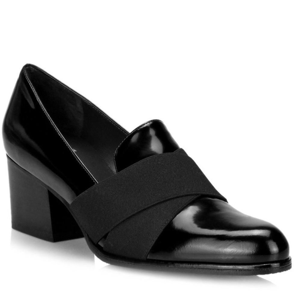 Stuart Weitzman Women's Zoliver Black Block Heeled Loafers Size 6 M US